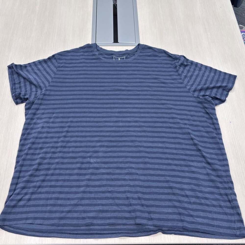 Mutual Weave Striped Short Sleeve Crewneck T-Shirt Size 4XL Blue Navy